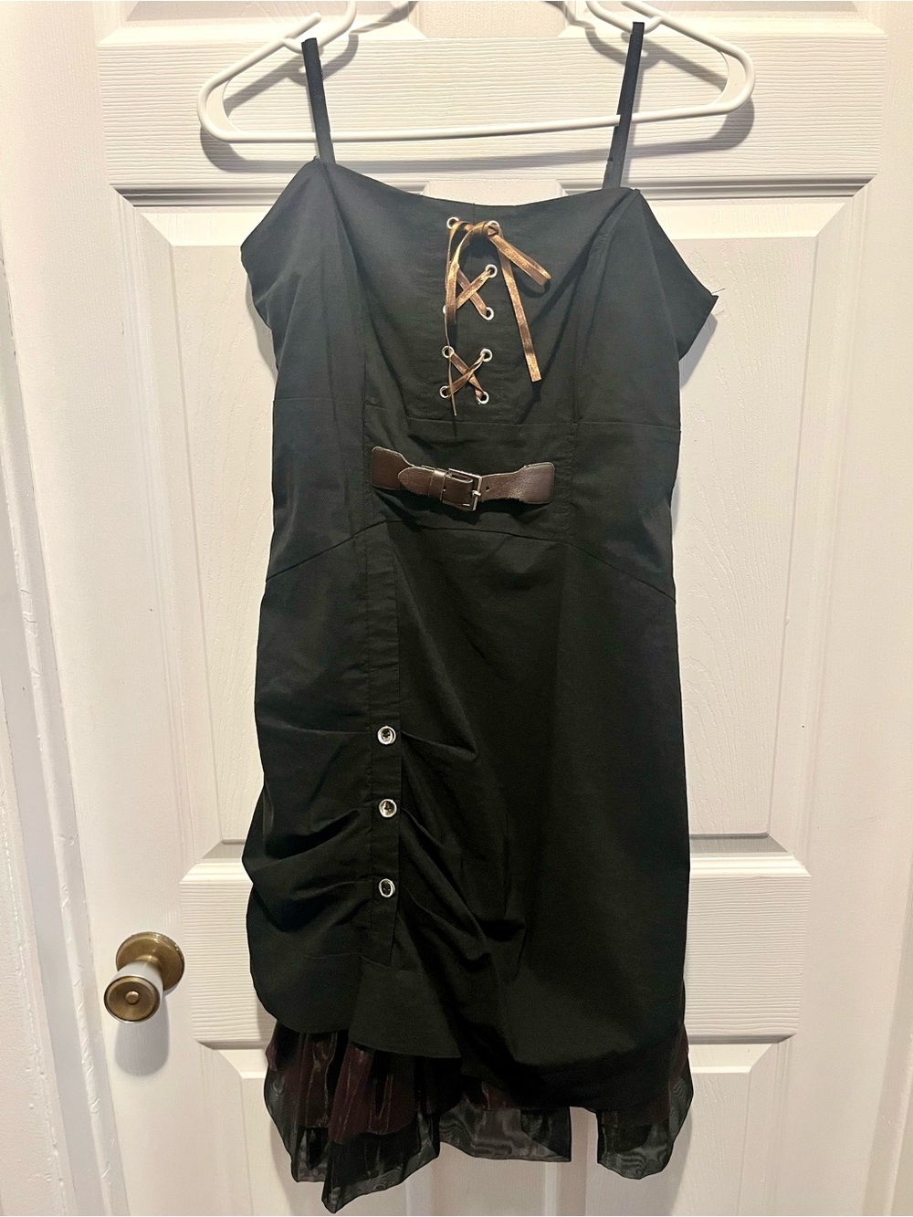 Vintage Vitrin Design Dress Goth Alt Steampunk Black Large Women Tulle Lace